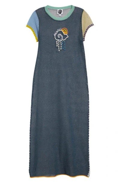 Shop Yanyan Netty Cloud Knit Organic Cotton Blend Maxi Dress In Midnight