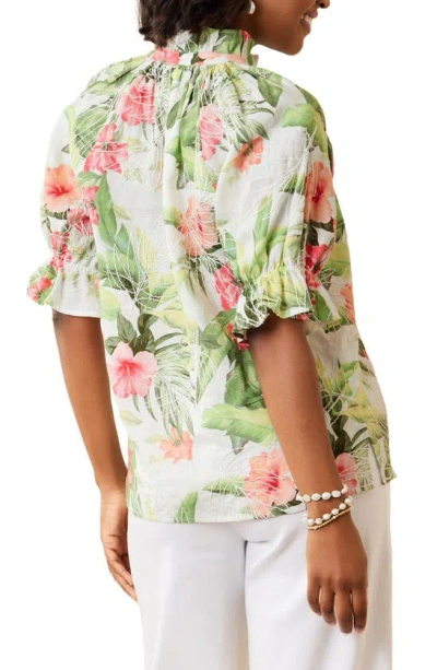Shop Tommy Bahama Daybreak Hibiscus Embroidery Linen Top In White