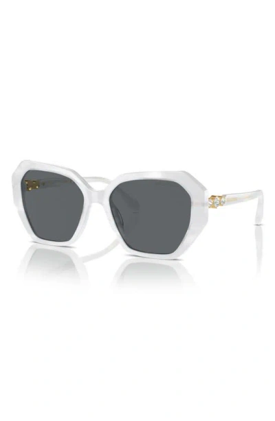 Shop Swarovski 57mm Constella Oval Sunglasses In White