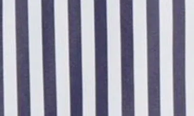 Shop Sacai Stripe Poplin & Nylon Twill Button-up Shirt In Navy Stripe X Navy