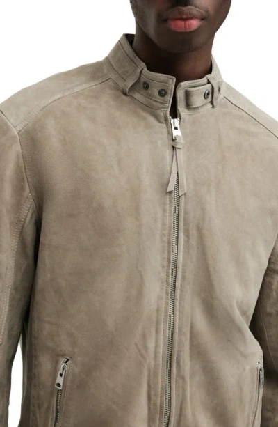 Shop Allsaints Cora Suede Jacket In Frosted Taupe