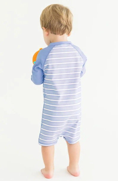 Shop Ruggedbutts Periwinkle Stripe Long Sleeve One-piece Swimsuit & Sun Hat Set