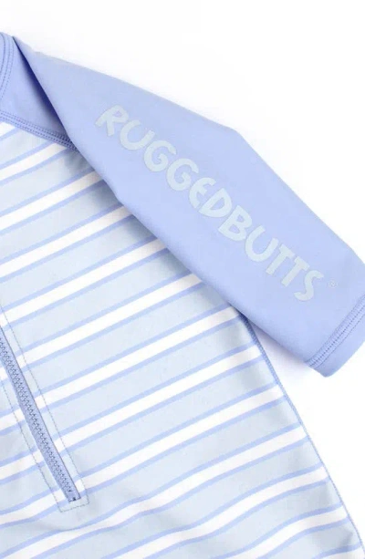 Shop Ruggedbutts Periwinkle Stripe Long Sleeve One-piece Swimsuit & Sun Hat Set