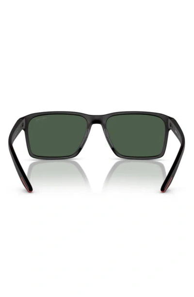 Prada 58mm Rectangular Sunglasses In Black Green