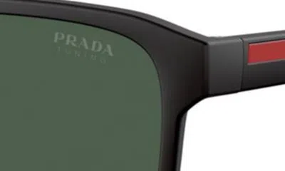 Prada 58mm Rectangular Sunglasses In Black Green