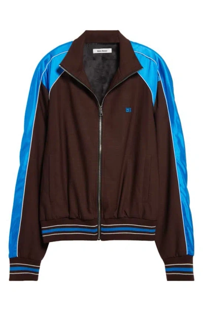 Shop Wales Bonner Courage Track Jacket In Dark Brown And Blue