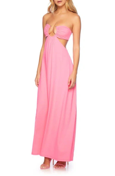 Shop Susana Monaco U Wire Cutout Strapless Maxi Dress In Shocking Pink