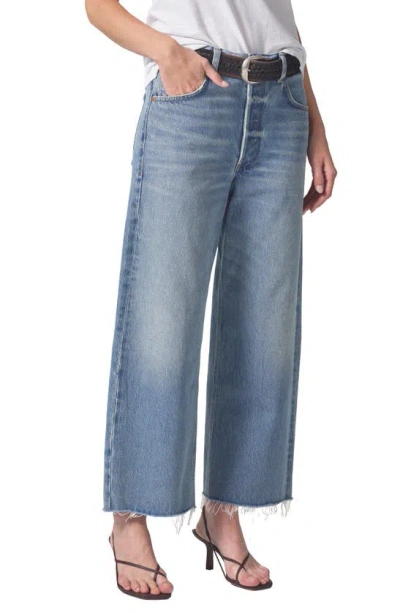 Shop Citizens Of Humanity Ayla Raw Hem High Waist Crop Baggy Wide Leg Jeans In Sodapop