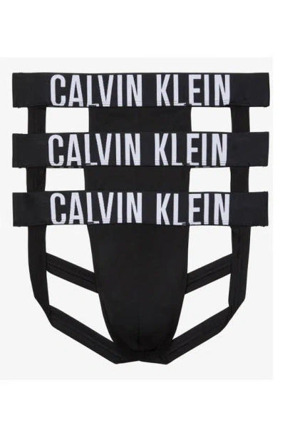 Shop Calvin Klein 3-pack Performance Microfiber Jockstraps In Black/black