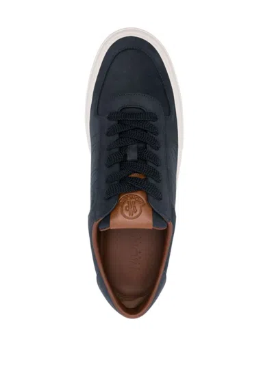 Shop Moncler Leather Monclub Sneakers With Laces In Blue