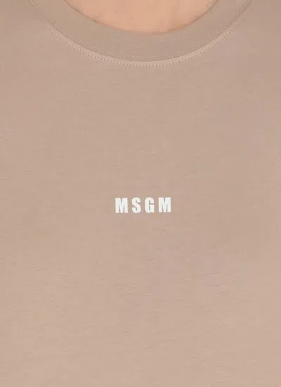Shop Msgm T-shirts And Polos Beige