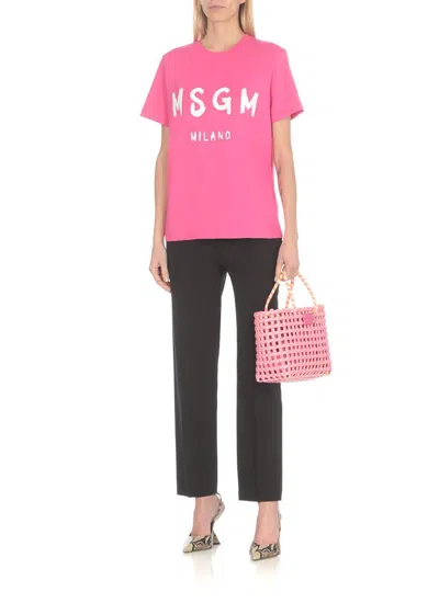 Shop Msgm T-shirts And Polos Fuchsia