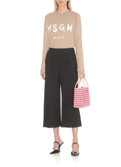 Msgm Wool Pants In Black