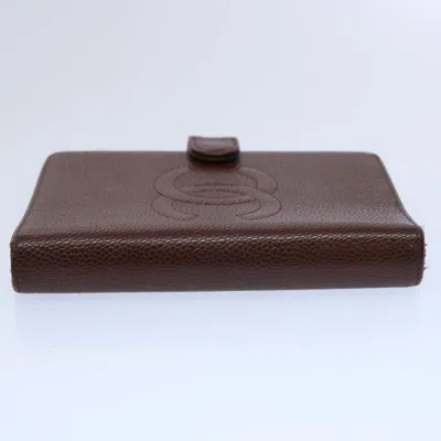Pre-owned Chanel Coco Mark Brown Leather Wallet  ()