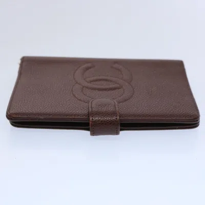 Pre-owned Chanel Coco Mark Brown Leather Wallet  ()