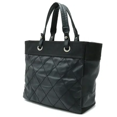 Pre-owned Chanel Paris Biarritz Black Canvas Tote Bag ()