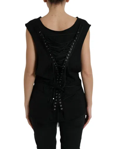 Shop Dolce & Gabbana Elegant Black Round Neck Tank Women's Top