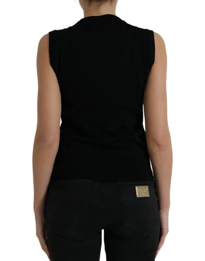 Shop Dolce & Gabbana Elegant Jungle Print Crew Neck Tank Women's Top In Black