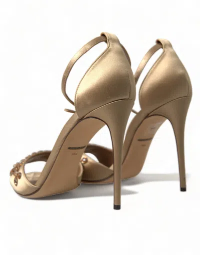 Shop Dolce & Gabbana Crystal Embellished Heel Women's Sandals In Gold