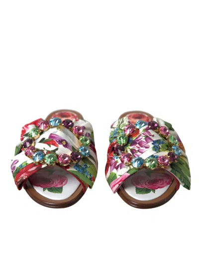 Shop Dolce & Gabbana Exquisite Floral Print Flat Women's Sandals In Multicolor