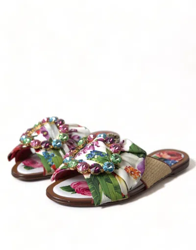 Shop Dolce & Gabbana Exquisite Floral Print Flat Women's Sandals In Multicolor