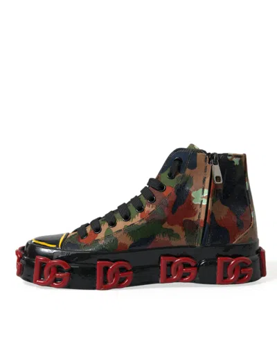 Shop Dolce & Gabbana Multicolor Camouflage High Top Sneakers Men's Shoes