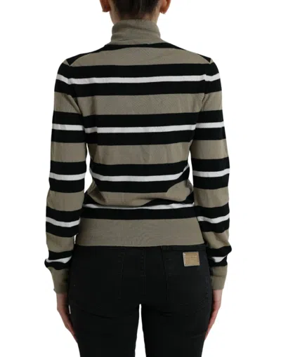 Shop Dolce & Gabbana Elegant Striped Turtleneck Wool Women's Sweater In Multicolor