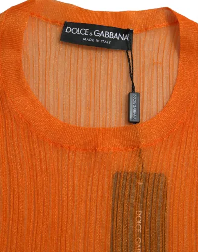 Shop Dolce & Gabbana Chic Orange Crew Neck Tank Women's Top