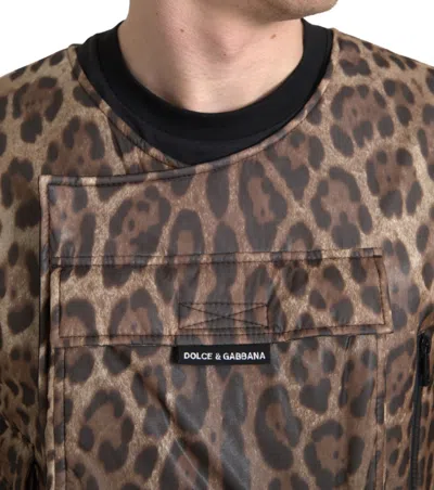 Shop Dolce & Gabbana Silk Leopard Vest Exclusive Men's Sportswear In Brown