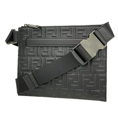 Shop Fendi Zucca Black Leather Shoulder Bag ()