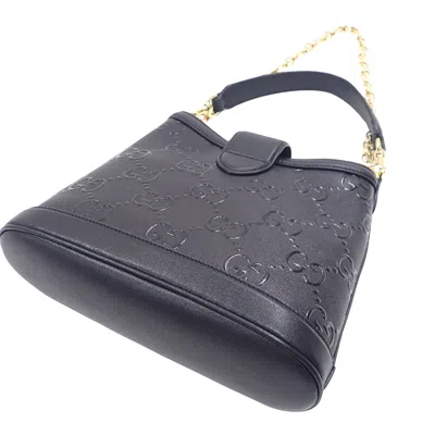 Shop Gucci Gaufré Black Leather Shopper Bag ()