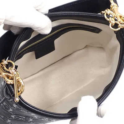 Shop Gucci Gaufré Black Leather Shopper Bag ()
