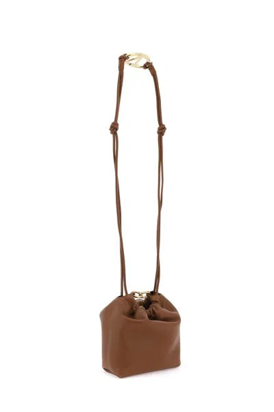 Shop Valentino Garavani Mini Vlogo Bucket Bag With Pouf In Brown