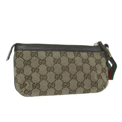 Shop Gucci Sherry Beige Canvas Clutch Bag ()