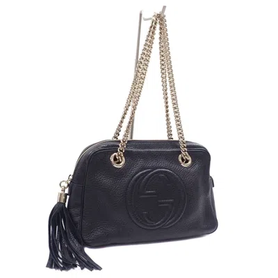 Shop Gucci Soho Black Leather Shoulder Bag ()