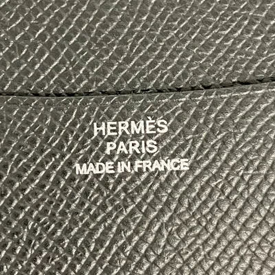 Shop Hermes Hermès Agenda Cover Black Leather Wallet  ()