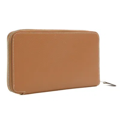 Shop Hermes Hermès Azap Brown Leather Wallet  ()