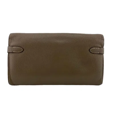 Shop Hermes Hermès Kelly Grey Leather Wallet  ()
