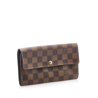 Pre-owned Louis Vuitton Brown Canvas Damier Ebene Sarah Wallet ()