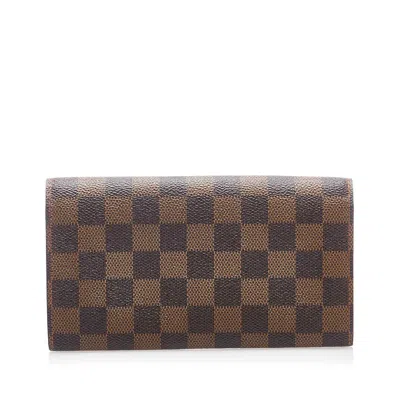 Pre-owned Louis Vuitton Brown Canvas Damier Ebene Sarah Wallet ()