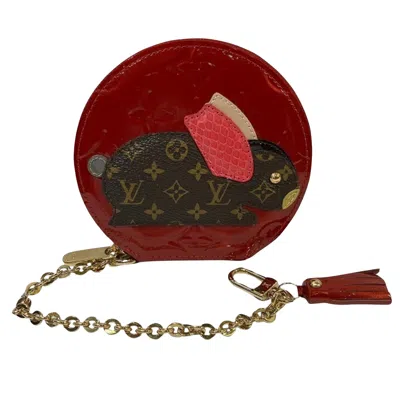 Pre-owned Louis Vuitton Pochette Clés Red Patent Leather Wallet  ()