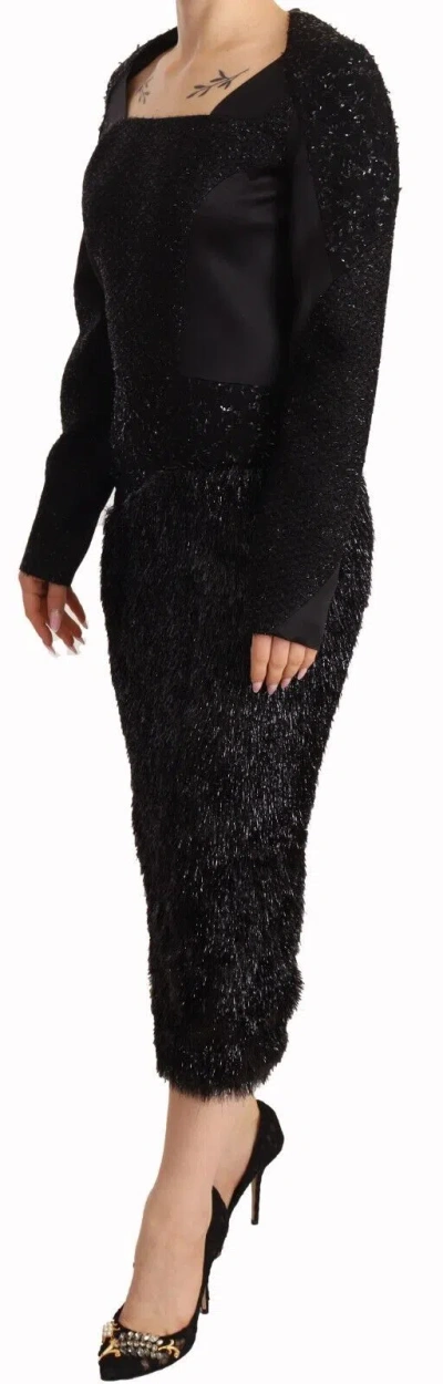 Shop Masha Ma Elegant Black Embellished Sheath Midi Women's Dress