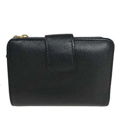 Shop Prada Saffiano Black Leather Wallet  ()