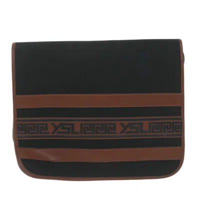 Shop Saint Laurent Black Canvas Shoulder Bag ()