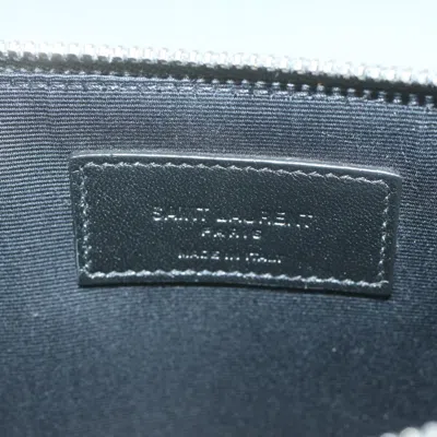 Shop Saint Laurent Navy Leather Clutch Bag ()