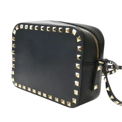 Shop Valentino Garavani Rockstud Black Leather Shoulder Bag ()
