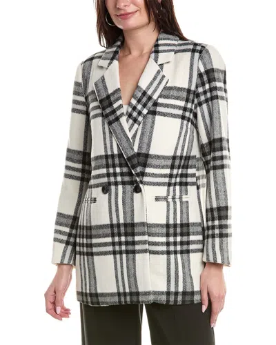 Vince Camuto Brushed Plaid Welt Pocket Blazer In White