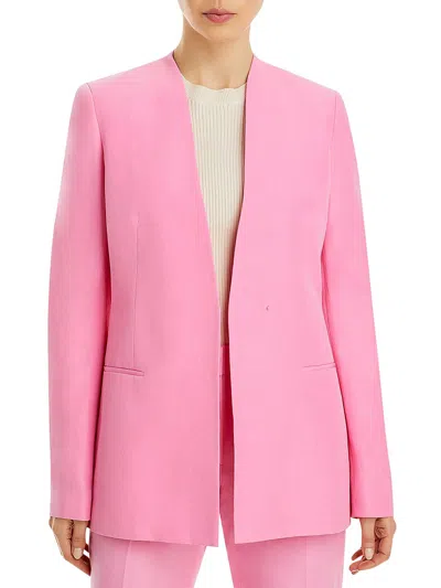 Shop Lafayette 148 Womens Linen Business Collarless Blazer In Pink
