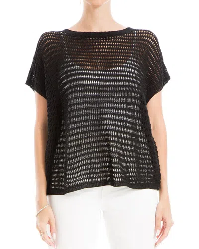 Shop Max Studio Linen-blend Mesh Sweater In Black