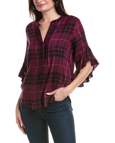 Shop Vince Camuto Henley Blouse In Red